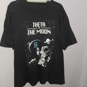 XL Theta to The Moon - Stock Options Trading Themed Shirt Mens. No Neck Tag